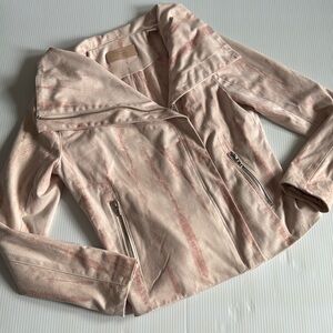 Blank NYC faux suede tie dye, two tone pink moto jacket.  Women’s size small